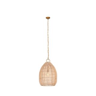Innovations Lighting Willow - 1 Light 18" Chain Hung Pendant - Gold Finish - Natural Shade