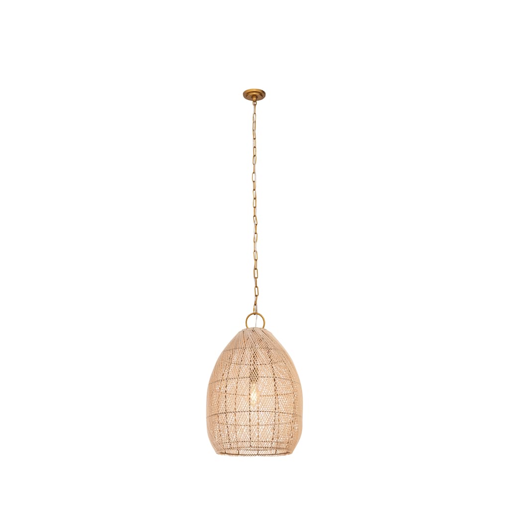 Innovations Lighting Willow - 1 Light 18" Chain Hung Pendant - Gold Finish - Natural Shade