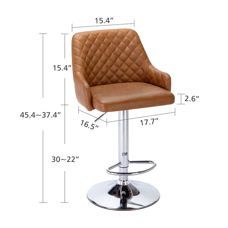VECELO Adjustable Swivel Modern Bar Stools with Backs