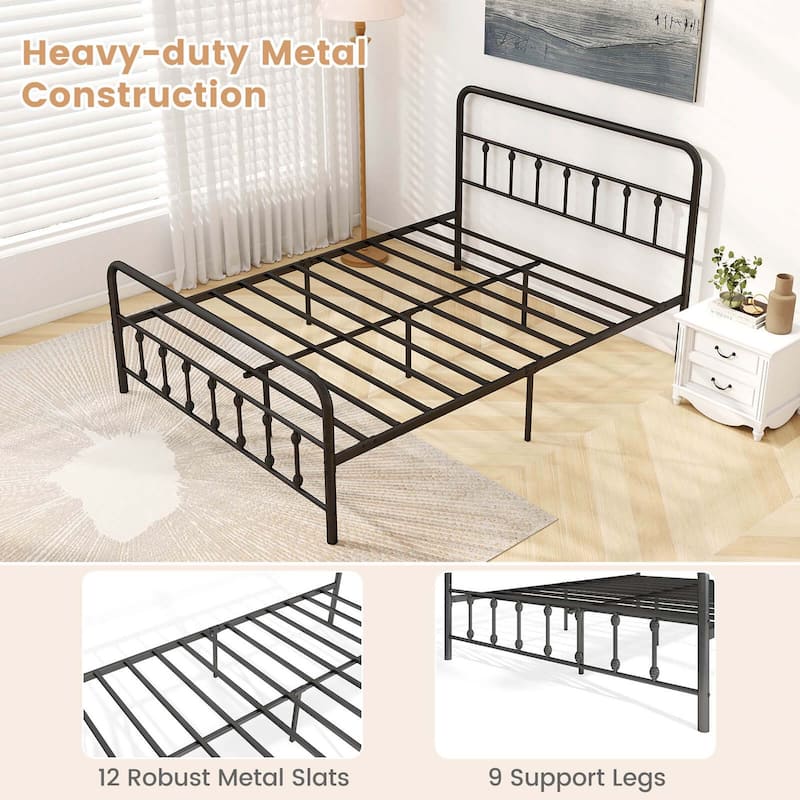 Costway Full/Queen/King Size Bed Frame with Headboard Under Bed