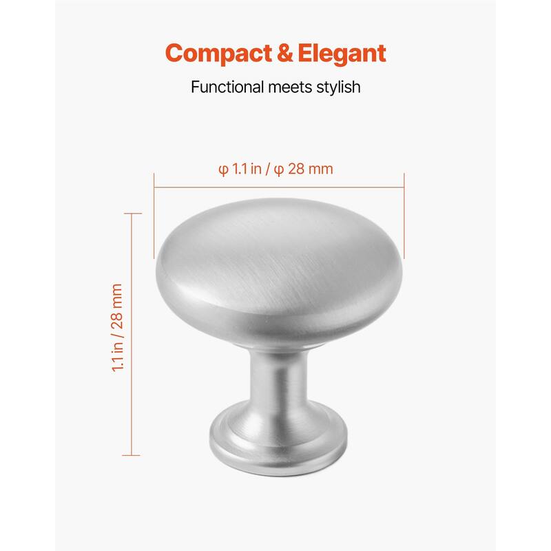 Nickel Mushroom Cabinet Knobs 25 Pack Zinc Alloy Single Hole Drawer Pulls with Screws for Kitchen Bathroom Wardrobe Furniture