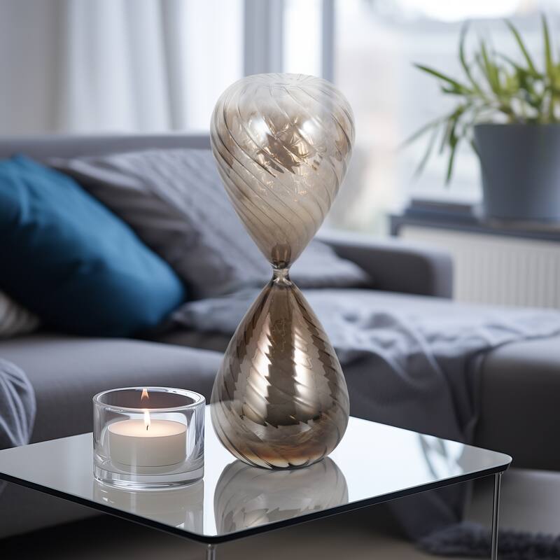 Modern Glass Hourglass Sculpture - Home Decor
