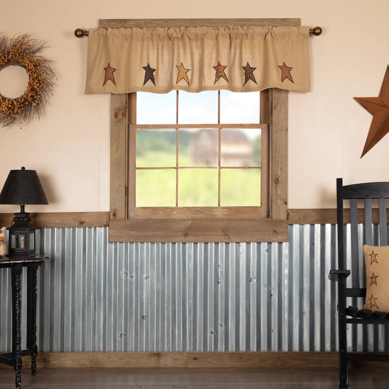 Stratton Burlap Applique Star Valance 16x72 - Valance 16x72