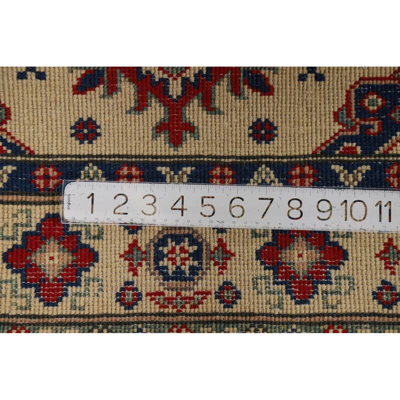 Geometric Kazak Foyer Rug Hand-Knotted Traditional Wool Carpet - 2'11"x 4'0"