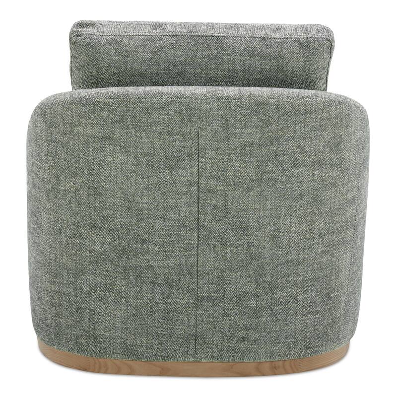NADAAL STUDIOS Oriana Swivel Chair, Rustic Curved Barrel Back, High-Density Foam, Soft Beige