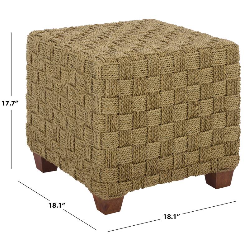 SAFAVIEH Couture Norabelle Square Woven Seagrass Ottoman