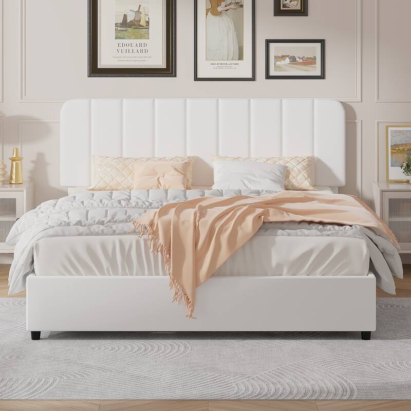Javlergo Upholstered Platform Bed Frame with Storage Drawers and Adjustable Headboard, No Box Spring Needed