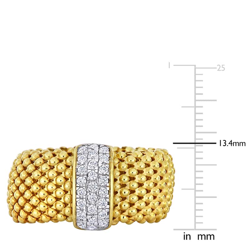 Miadora 3/4ct TGW Cubic Zirconia Popcorn Design Flexible Ring in Yellow Silver