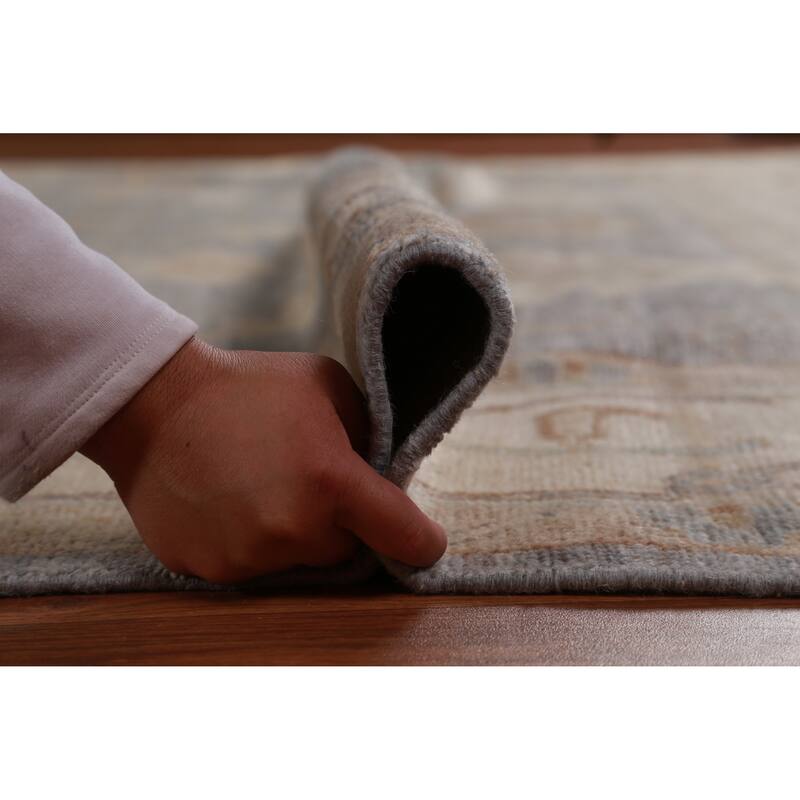 Hand Knotted Oriental 100% Wool Carpet Transitional All-Over Navy Blue & Blues Oushak Area Rug - 11' 11'' X 9' 0''