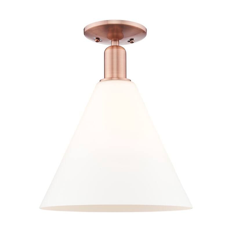 Innovations Lighting Endless Possibilities Arcadia - Berkshire Glass - 1 Light 12" Semi-Flush Mount - Antique Copper/Matte White