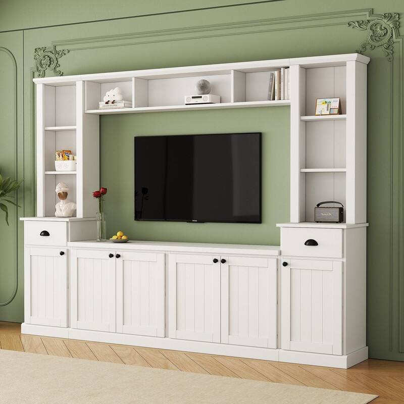 Modern 4-Piece Entertainment Wall Unit Set, Large TV Stand Media Console for TVs Up to 75"