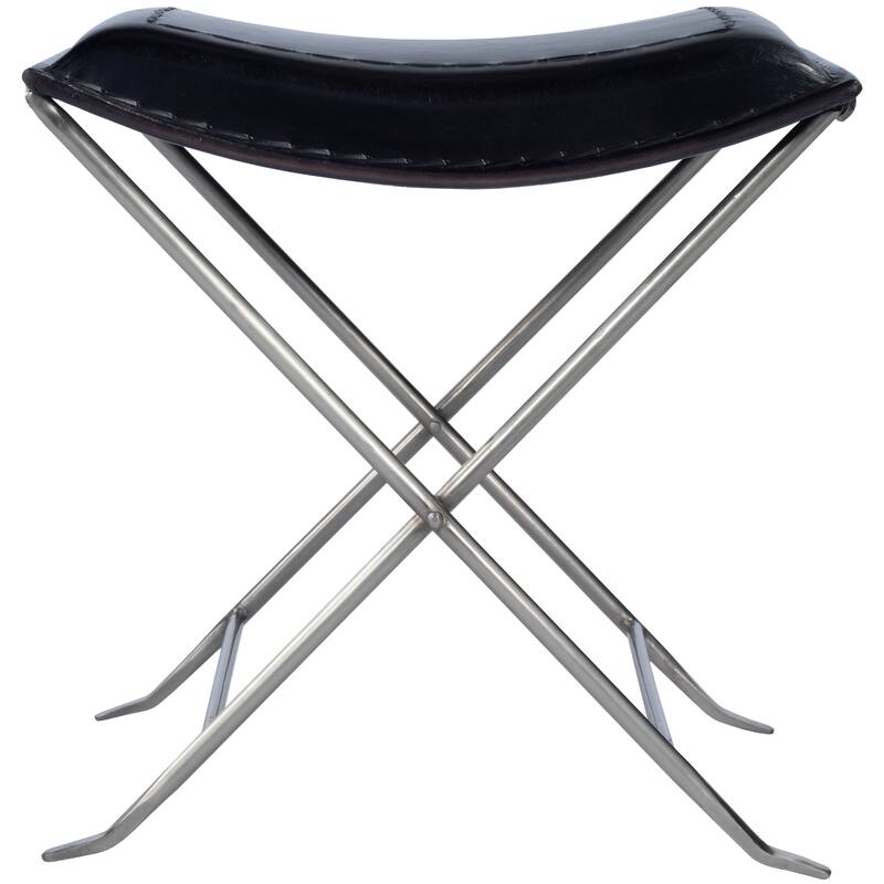 Handmade Butler Melton Leather Stool (India)