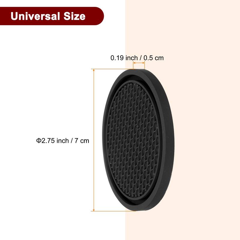 2pcs Car Cup Coasters PVC Car Cup Mats Non-Slip Universal Cup Holder - 2.76" - Black