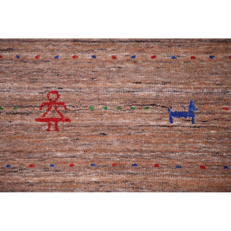 Brown Tribal Gabbeh Oriental Area Rug Hand-knotted Wool Carpet - 8'3" x 10'0"