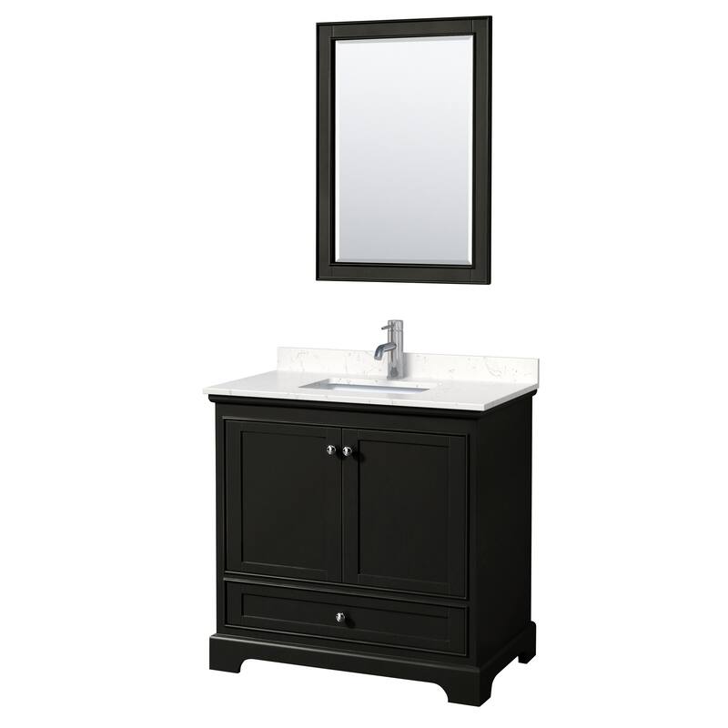 Wyndham Collection Deborah 36" Free Standing Single Basin Vanity Set - Dark Espresso / Carrara Cultured Marble Top /