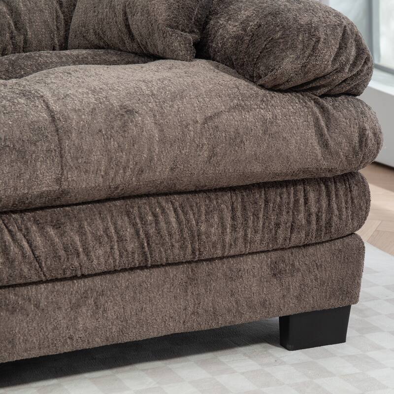 Two-seat Modular Sleeper Sofa, Gray Chenille, for Living Room
