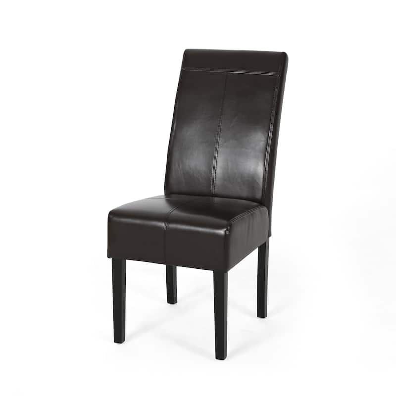 T-stitch Chocolate Brown Bonded Leather Dining Chair (Set of 4) by Christopher Knight Home