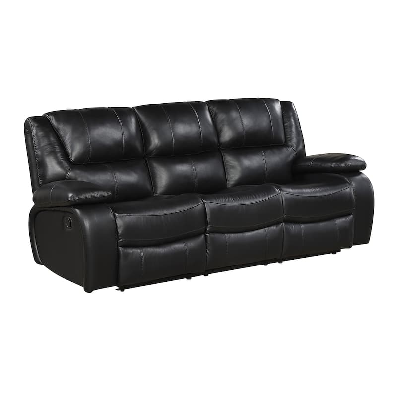 Fremont & Park Baron 86.5" Leather Manual Double Reclining Sofa, Wall Hugger Design - Black