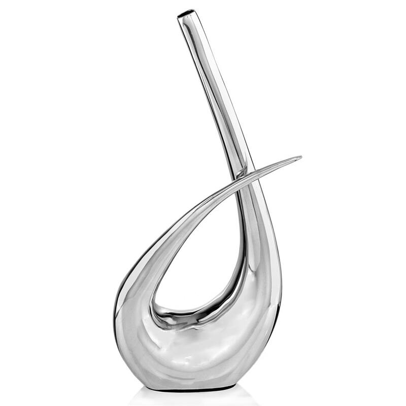 HomeRoots 20" Aluminum Silver Modern Abstract Table Vase - 4