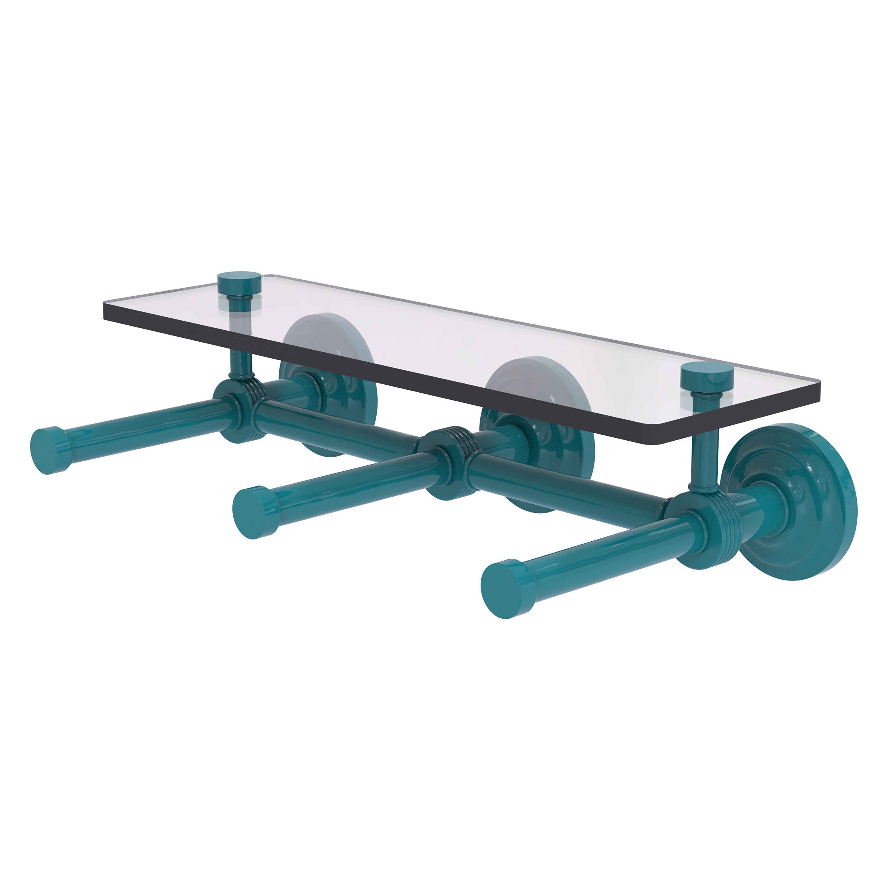 Allied Brass Que New Collection Horizontal Reserve 3 Roll Toilet Paper Holder with Glass Shelf