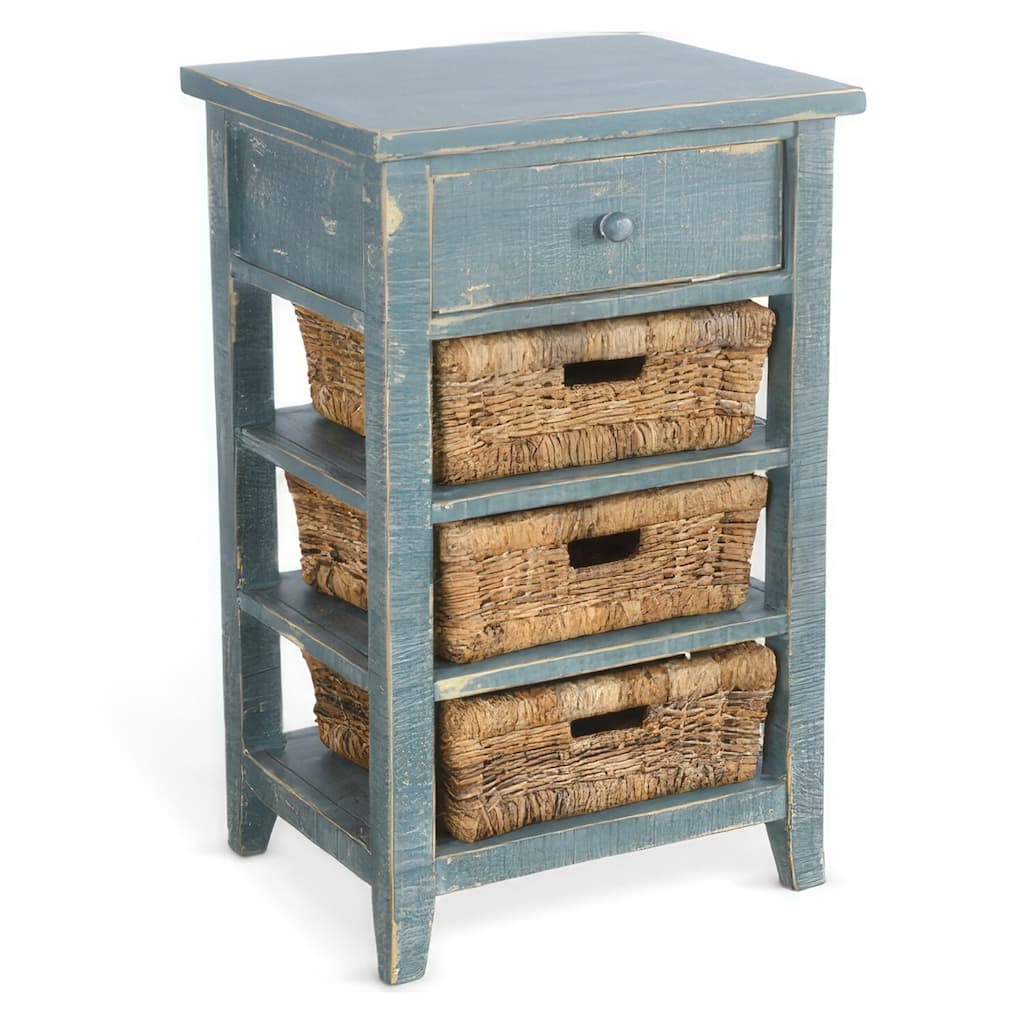 16 in. Teal Rectangle Wood End Table, Sturdy Build End Side Table for Living Rooms
