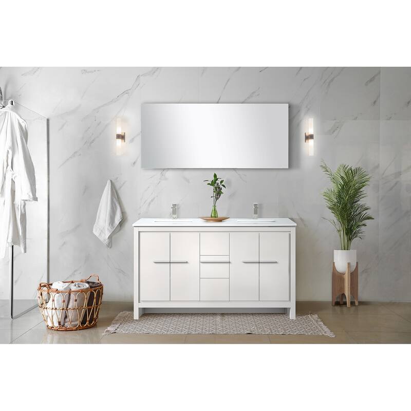 Lafarre Bath Vanity Quartz Top, Sink, Mirror & Brushed Nickel Faucet
