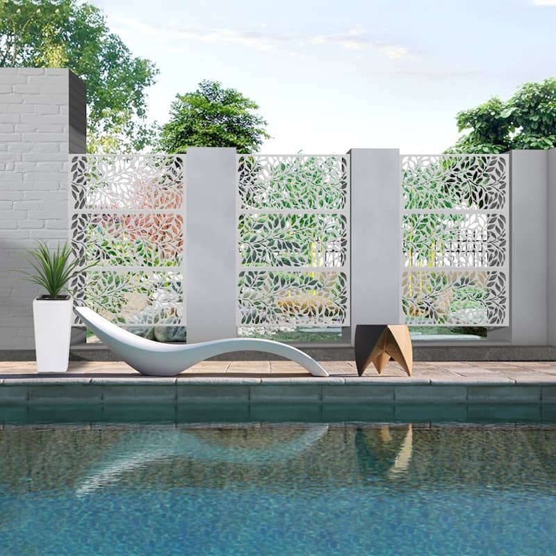 Lirago Metal Privacy Screen Wall Decoration Free Standing-6.3 ft. H X 4 ft. W