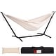 preview thumbnail 41 of 86, Double Cotton Hammock with Space Saving Steel Stand Natural
