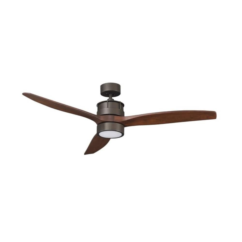 52" Torque 3-Blade Ceiling Fan Oil Rubbed Bronze Finish and Walnut Blade Finish with Pull Chain