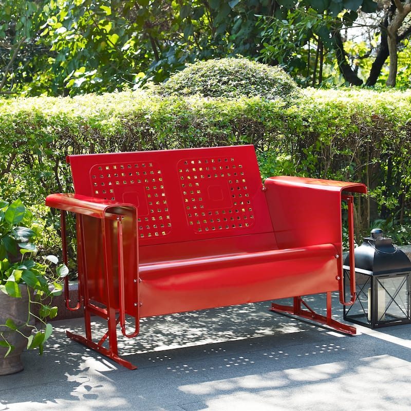 Crosley Bates Loveseat Glider in Red