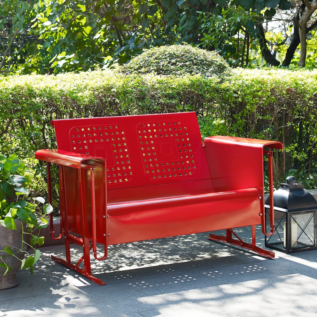 Crosley Bates Loveseat Glider in Red
