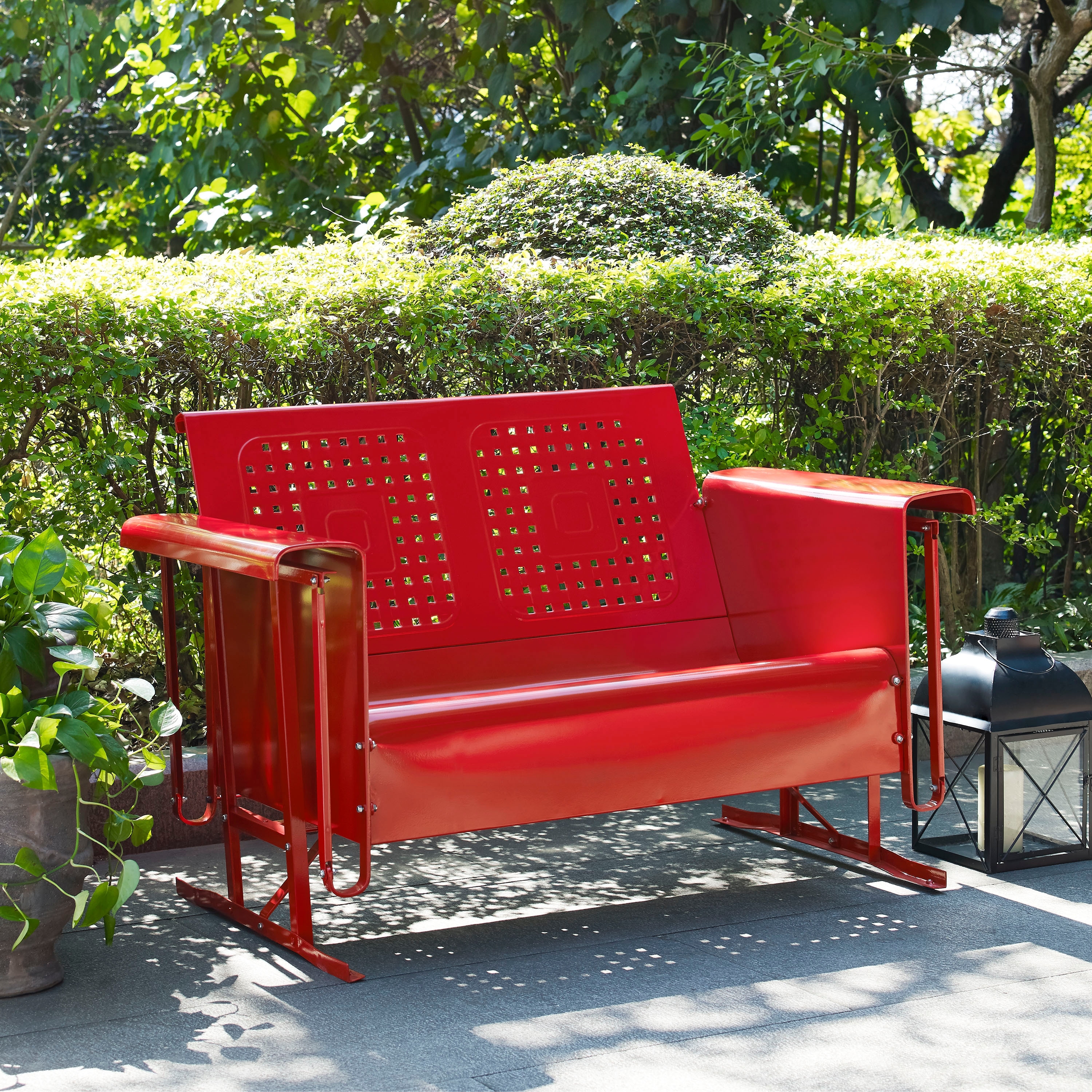 Crosley Bates Loveseat Glider in Red