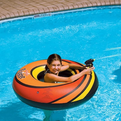 42" Orange and Black Inflatable Power Blaster Swimming Pool Inner Tube