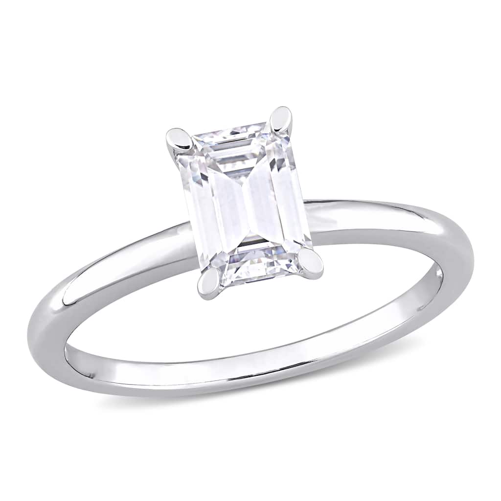 Miadora Sterling Silver 1ct TGW Octagon-cut Created Moissanite Solitaire Engagement Ring