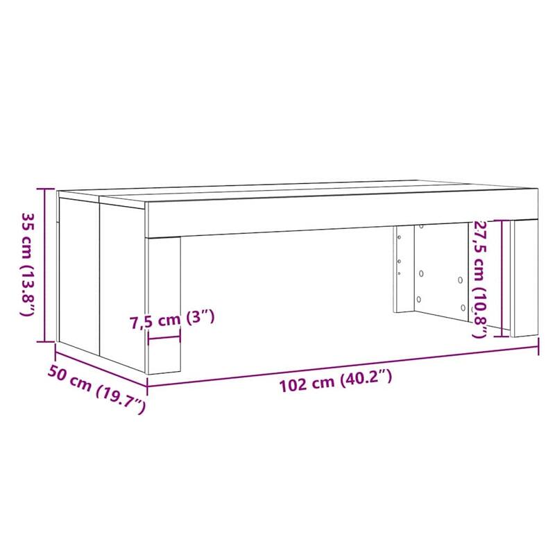 vidaXL Coffee Table Black oak - 19.7 x 40.2 x 13.8