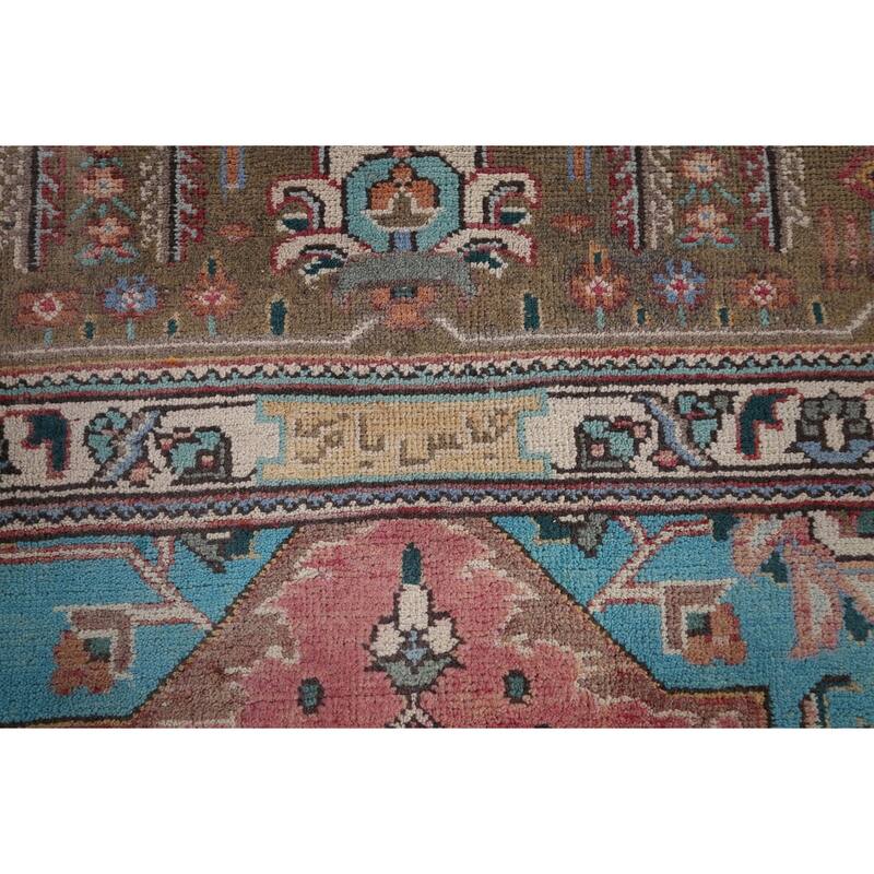 Pink Tabriz Persian Vintage Area Rug Handmade Wool Carpet - 9'11" x 13'4"