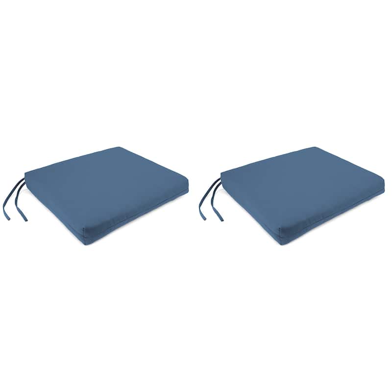 Sunbrella 19" x 17" Outdoor Seat Cushion with Ties - Set of 2 - 19" W x 17" L x 2" H - Canvas Sapphire