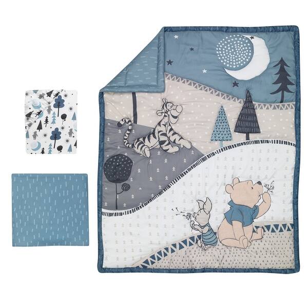 Shop Disney Baby Forever Pooh Blue Gray Bear 3 Piece Baby Crib