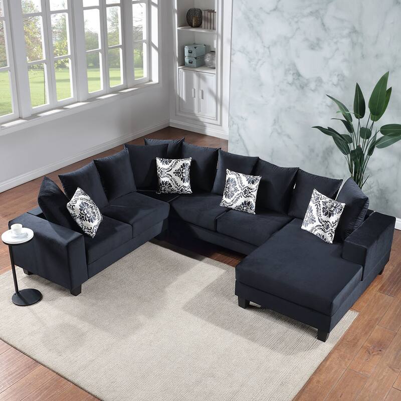 Elegant Accent Sofa/Modern U Shape Sectional Sofa, Velvet Corner Couch