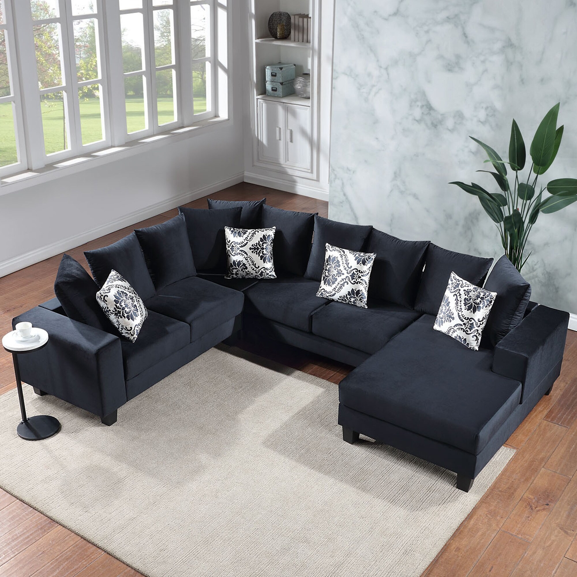 Velvet Corner Couch with Lots of Pillows Bed Bath Beyond 40324895