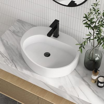 MEDUNJESS 22" Bathroom Sink Solid Surface Bathroom Vessel Sink - 23''