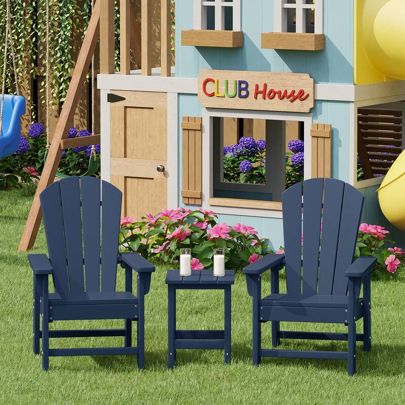 Laguna Kids Outdoor Poly Adirondack Chair With Side Table 3-Piece Set