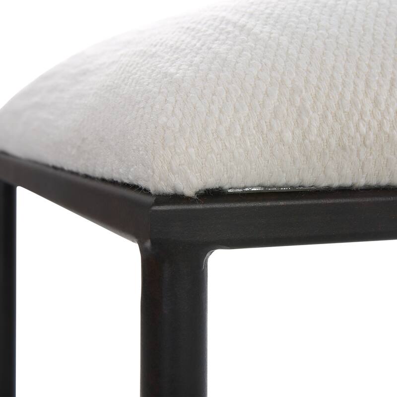 Small Iron Framed Upholstered Bench - 24" - White and Black