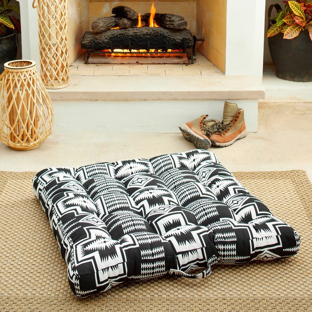 Sorra Home Sunbrella Pendleton Outdoor Tufted Floor Pillow Single