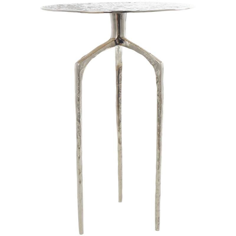 Silver, Gold or Gray Aluminum Metal Slim Textured Geometric Accent Table
