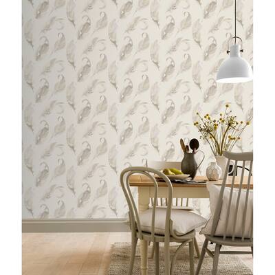 Watercolour Feather Soft Gold Wallpaper - 20.8 in. W x 33ft L - Double Roll
