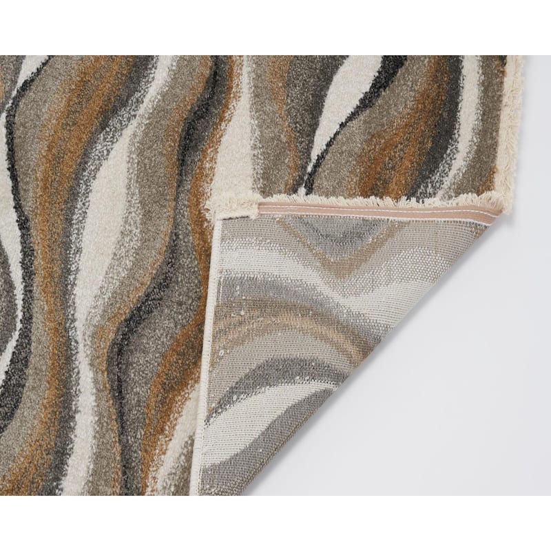 Luxe Weavers Modern Abstract Waves Fringe Area Rug, Non-Shedding Carpet - 2' x 3'