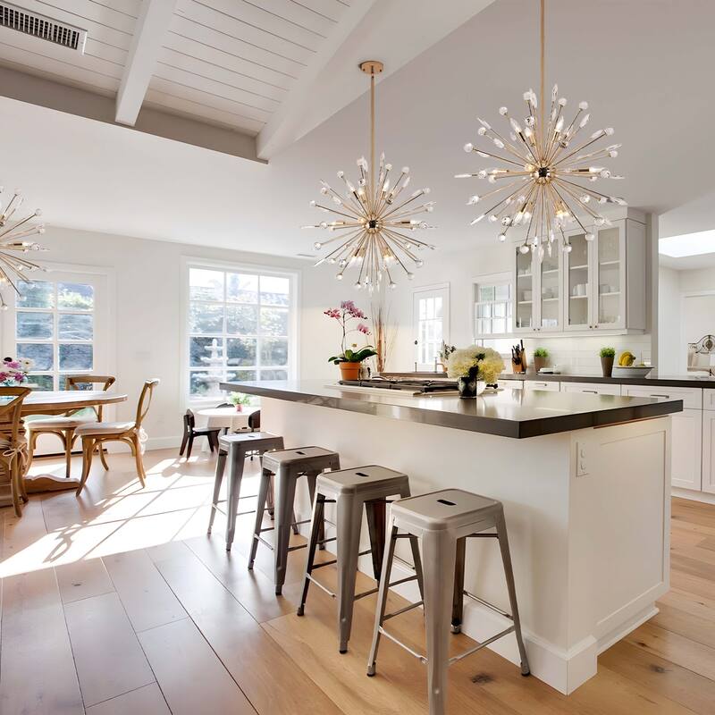 9/12-Light Modern Sputnik Sphere Starburst Crystal Chandelier Semi-Sphere Globe Pendant Light