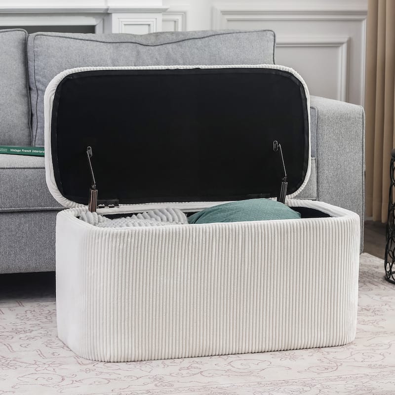 Adeco Storage Ottoman Bench, 31" Storage Bench for Bedroom Living Room