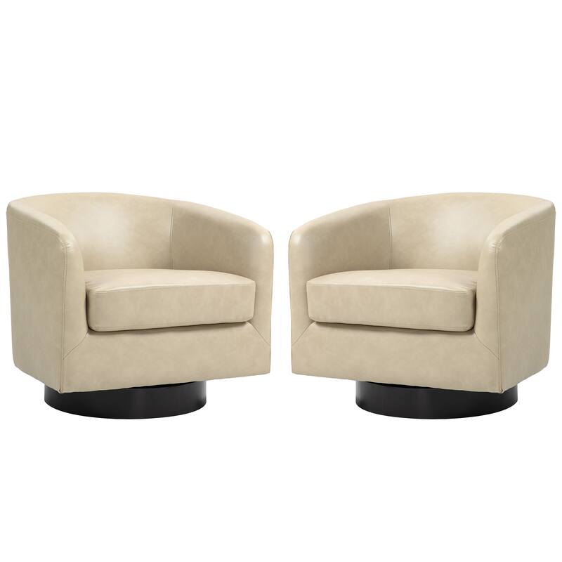 2 Set Round Barrel Chair 360-Degree Swivel Accent Chairs